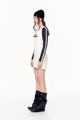 Black & White Raglan Sleeve Logo Knit Dress