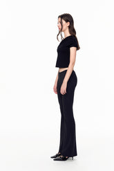 Lace-Up V-Waist Stretch Flare Pants