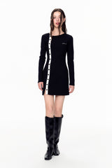 Asymmetric Button Detail Dress