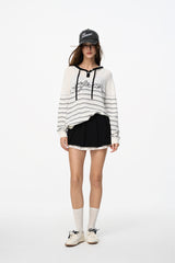 Black & White Double Layer Pleated Mini Skirt