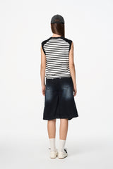 Black & White Stripe Raglan Sleeve Tank Top