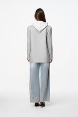Grey False Two-Piece Hooded Blazer