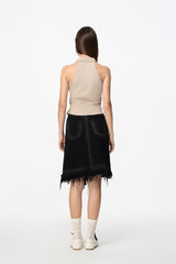 Khaki Ruffle Panel Sleeveless Top