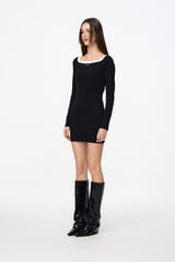 Black U-Neck Bodycon Dress