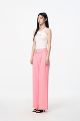 Elastic Rib Logo Black Stripe Fold-Over Waist Trousers