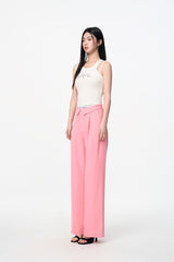 Elastic Rib Logo Black Stripe Fold-Over Waist Trousers