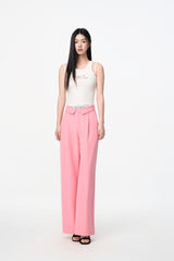 Elastic Rib Logo Black Stripe Fold-Over Waist Trousers