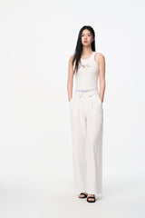 White Beaded Double Strap Camisole