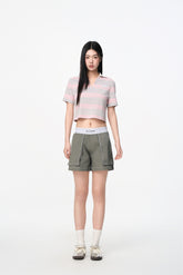 Elastic Rib Logo Bermuda Shorts