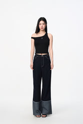 Black One-Shoulder Slip Top