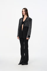 Black Denim Panel Blazer