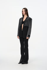 Black Denim Panel Blazer