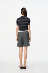 Elastic Rib Logo Drawstring Bermuda Shorts