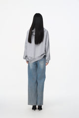 3D PU Print Logo Asymmetric Zip Hoodie