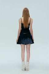 Starry Sky Rhinestone Navy & Blue Denim Skirt