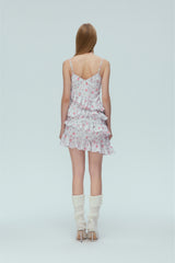 Floral Print Slip Pleated Dress