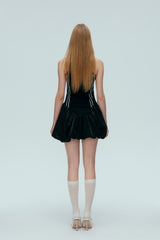 Black Striped Sleeveless Bubble Hem Dress