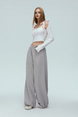 White Tie-Detail Cold Shoulder Top