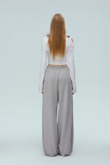 White Tie-Detail Cold Shoulder Top