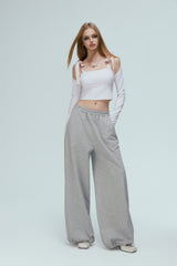 White Tie-Detail Cold Shoulder Top