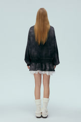 Washed Rhinestone Zip-Up Hoodie