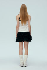 White Slip Panel Pleated Dress