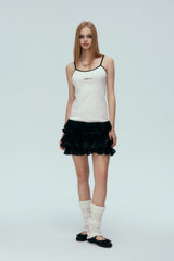 White Slip Panel Pleated Dress