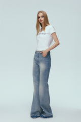 Back 3D Jac Logo Embroidery Washed Jeans