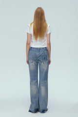 Back 3D Jac Logo Embroidery Washed Jeans
