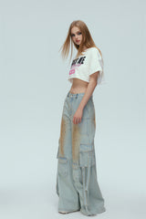 White 'KISS ME' Logo Print Crop Tee