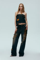 Irregular Denim Chain Top