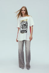 Red & White Color Block Poster Tee