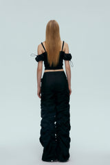 Black Pleated Zip Pocket Casual Pants