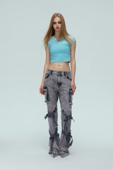 Organza Panel Raglan Rhinestone Tee