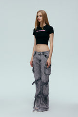 Misplaced Logo Crop Tee