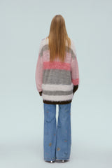 Color Block Faux Fur Oversized Sweater