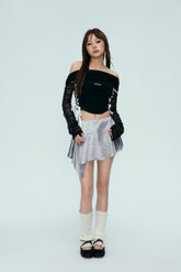 Silver Pleated Mini Skirt