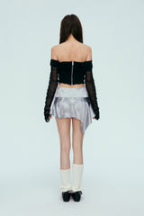 Silver Pleated Mini Skirt