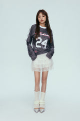 False Two-Piece Sleeve #24 Jersey Long Sleeve Top