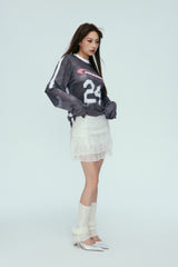 False Two-Piece Sleeve #24 Jersey Long Sleeve Top