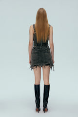 Vintage Destroyed Denim Mini Skirt