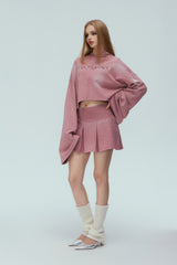 Starry Sky Washed Pink Pleated Mini Skirt