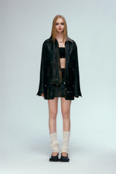 Vintage Black Pocket Leather Jacket