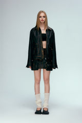 Vintage Black Pocket Leather Jacket