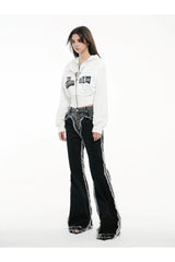 Black & Grey Panel Raw Edge Jeans