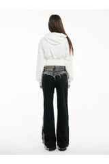 Black & Grey Panel Raw Edge Jeans