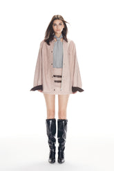 Color Block Pink Relaxed Fit Leather Jacket - Set