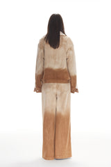 Brown Ombre Fur-Lined Denim Jacket