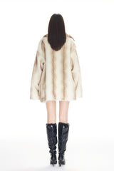 Tie-Dye Fur Collar Faux Fur Coat