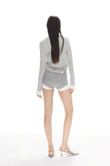 Logo Elastic Ribbing Color Block Bodycon Shorts